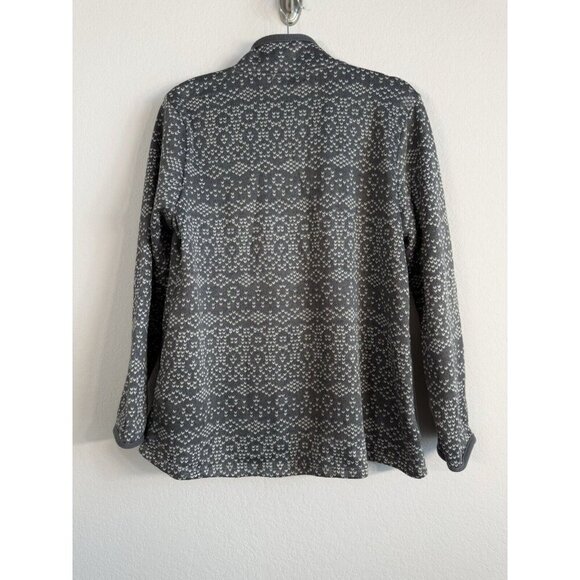 Stan Herman Fleece Jacket Women's Large Geometric Gray Zip Up Mock Neck Casual - Picture 14 of 14